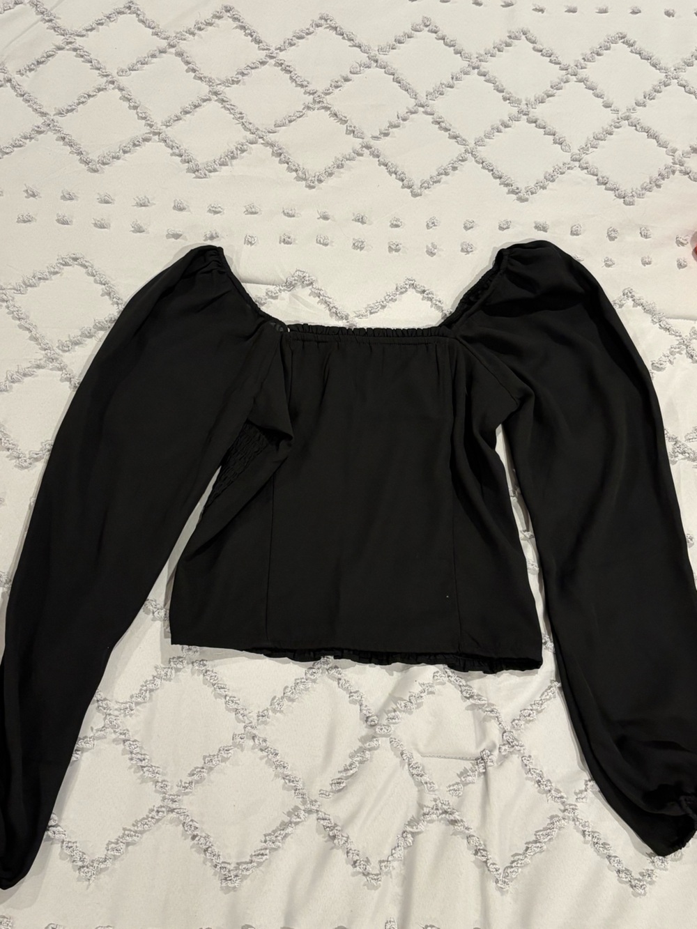 Abercrombie & Fitch Black Ruffled Square Neck Blouse